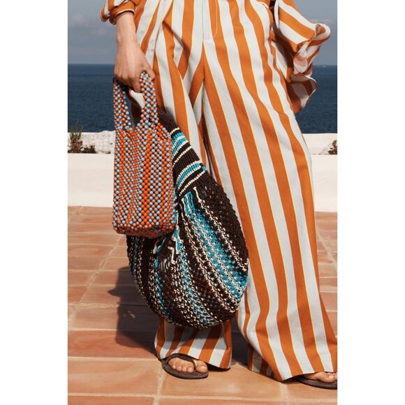 ZARA LIMITED EDITION STRIPED BRAIDED MAXI BUCKET BAG - Picture 2 of 5